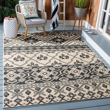Safavieh 6 ft. 7 in. x 9 ft. 6 in. Veranda Rectangle Power Loomed Area Rug Beige & Grey VER097-3413-6